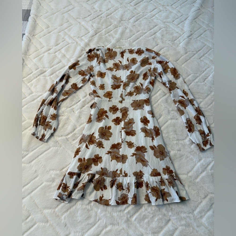 Altar'd State White and Brown Floral Long Sleeve Dress NWT - Picture 3 of 9